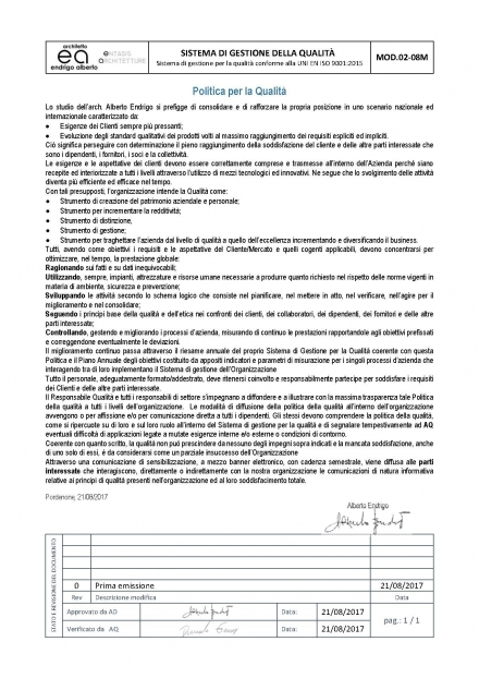  - Architetto Endrigo Alberto
